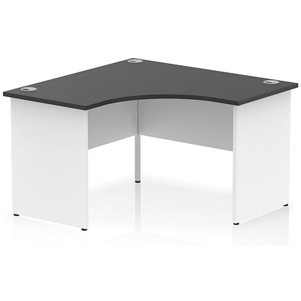 Impulse 1200mm Two-Tone Corner Desk, White Panel End Leg, Black