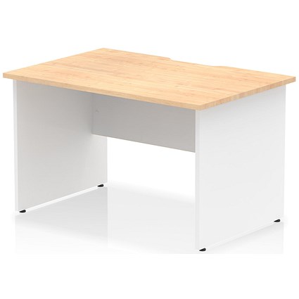 Impulse 1200mm Two-Tone Scalloped Edge Rectangular Desk, White Panel End Legs, Maple