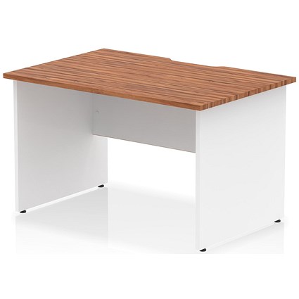 Impulse 1200mm Two-Tone Scalloped Edge Rectangular Desk, White Panel End Legs, Walnut