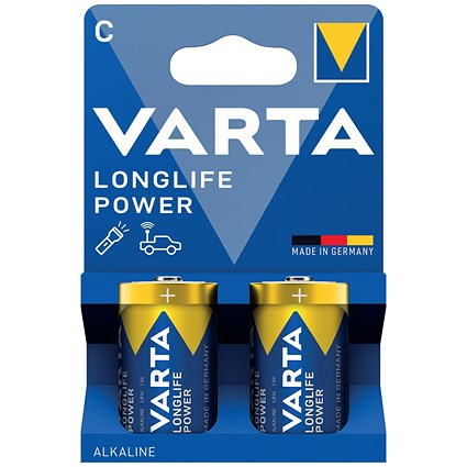 Varta Longlife Power C 1.5V Alkaline Batteries, Pack of 2