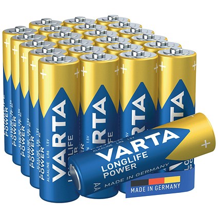 Varta Longlife Power AA 1.5V Alkaline Batteries, Pack of 24