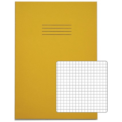 Rhino Exercise Book, 80 Pages, 7mm Squares, A4, Yellow, Pack of 50