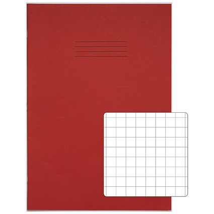 Rhino Exercise Book, 80 Pages, 10mm Squares, A4+, Red, Pack of 50