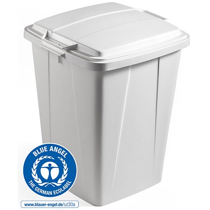 Durable Durabin Eco Square Recycling Bin, 90 Litre, Grey with Grey Lid