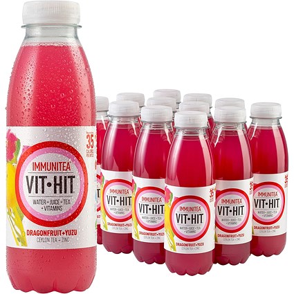 Vit-Hit Immunitea Dragonfruit and Yuzu, 12x500ml Bottles