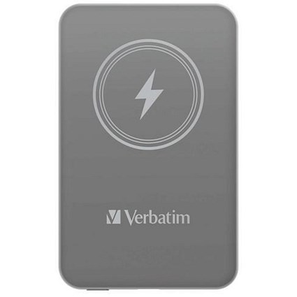 Verbatim Charge n Go Magnetic Wireless Charging Power Bank, 5000mAh, Grey