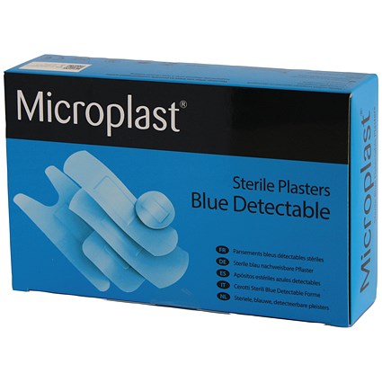 Microplast Blue Detectable Plasters, Assorted Sizes, Pack of 100