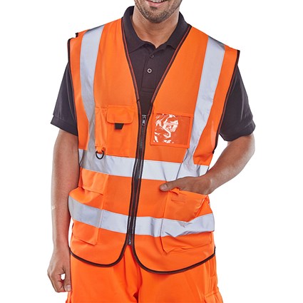 Beeswift Executive Hi Viz Waistcoat, Orange, 5XL