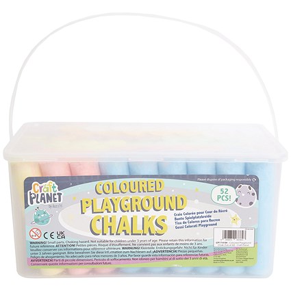 Craft Planet Coloured Playground Chalk, Tub of 52