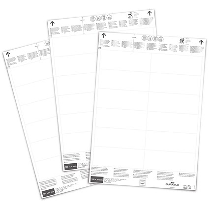 Durable Printable Insert Sheets for Ticket Holders, 100 x 38 mm, 240 Labels