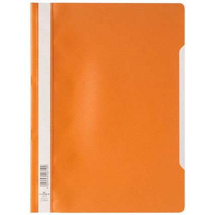 Durable A4 Clear View Folder, Orange, Pack of 50