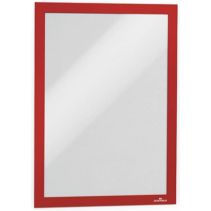 Durable Duraframe Self Adhesive Magnetic Signage Frame, A4, Red, Pack of 10