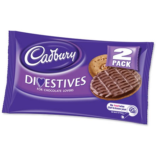 Cadbury Digestives Biscuits Chocolate-coated 2 per Minipack [Pack 48]