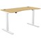 Zoom Sit-Stand Curved Desk with Portals, White Leg, 1400mm, Bamboo Top