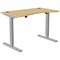 Zoom Sit-Stand Curved Desk with Portals, Silver Leg, 1200mm, Bamboo Top