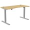 Zoom Sit-Stand Curved Desk with Portals, Silver Leg, 1400mm, Bamboo Top