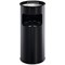 Durable Round Metal Waste Bin with Sand Ashtray, 17 Litre Bin/2 Litre Ashtray, Black