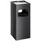 Durable Square Metal Waste Bin with Sand Ashtray, 17 Litre Bin/2 Litre Ashtray, Black