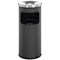 Durable Round Metal Waste Bin with Fire Extinguishing Ashtray, 17 Litre Bin/2 Litre Ashtray, Grey