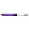 Bic 4 Colours Grip Fashion Ballpoint Pen 1mm Tip 0.32mm Line Purple Barrel Lime Green/Pink/Purple/Turquoise Ink (Pack 12)