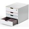 Durable Varicolor Mix Safe 4 Drawer Set, Lockable Top Drawer, White & Assorted Coloured Drawers