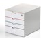 Durable Varicolor Mix Safe 4 Drawer Set, Lockable Top Drawer, White & Assorted Coloured Drawers