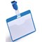 Durable Clip Name Tag ID Badge Card Holders + Inserts, 54x90mm, Blue, Pack of 50