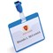 Durable Clip Name Tag ID Badge Card Holders + Inserts, 54x90mm, Blue, Pack of 50