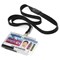 Durable Pushbox Duo 2 Card Security ID Holders with Lanyards, Clear, Pack of 10