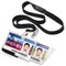 Durable Pushbox Duo 2 Card Security ID Holders with Lanyards, Clear, Pack of 10