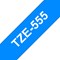 Brother P-Touch TZe-555 Gloss Label Tape, White on Blue, 24mm x 8m