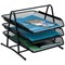 5 Star Scratch-resistant 3-Tier Mesh Letter Tray, Stackable, Front-load, Portrait Foolscap, Black