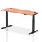 Air 1600mm Slim Rectangular Height-Adjustable Desk, Black Leg, Beech