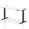 Air 1600mm Slim Rectangular Height-Adjustable Desk, Black Leg, White