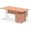 Impulse 1600 Rectangular Desk with 2 Drawer Mobile Pedestal, White Cantilever Leg, Beech