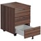 Jemini 3 Drawer Mobile Pedestal, Walnut