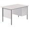 Serrion 1200mm Rectangular Desk with attached 2-Drawer Pedestals, Silver Straight Legs, White