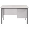 Serrion 1200mm Rectangular Desk with attached 2-Drawer Pedestals, Silver Straight Legs, White