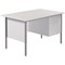 Serrion 1200mm Rectangular Desk with attached 3-Drawer Pedestals, Silver Straight Legs, White