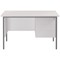 Serrion 1200mm Rectangular Desk with attached 3-Drawer Pedestals, Silver Straight Legs, White