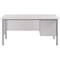 Serrion 1500mm Rectangular Desk with attached 2-Drawer Pedestals, Silver Straight Legs, White