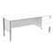 Serrion 1800mm Rectangular Desk with attached 3-Drawer Pedestals, Silver Straight Legs, White