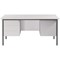 Serrion 1500mm Rectangular Desk with 2 attached Pedestals, Silver Straight Legs, White