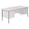 Serrion 1800mm Rectangular Desk with 2 attached Pedestals, Silver Straight Legs, White