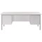 Serrion 1800mm Rectangular Desk with 2 attached Pedestals, Silver Straight Legs, White