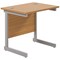 Jemini 800mm Slim Rectangular Desk, Silver Cantilever Leg, Oak