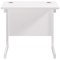 Jemini 800mm Slim Rectangular Desk, White Cantilever Leg, White