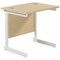 Jemini 800mm Slim Rectangular Desk, White Cantilever Leg, Maple