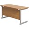 Jemini 1200mm Slim Rectangular Desk, Silver Cantilever Leg, Oak