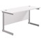 Jemini 1200mm Slim Rectangular Desk, Silver Cantilever Leg, White